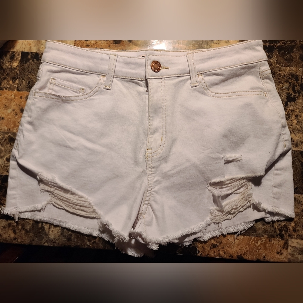 SO High Rise Curvy Midi Destructed Shorts